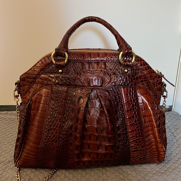 Brahmin satchel crocodile embossed brown leather large EUC Price Is Firm - Picture 6 of 13